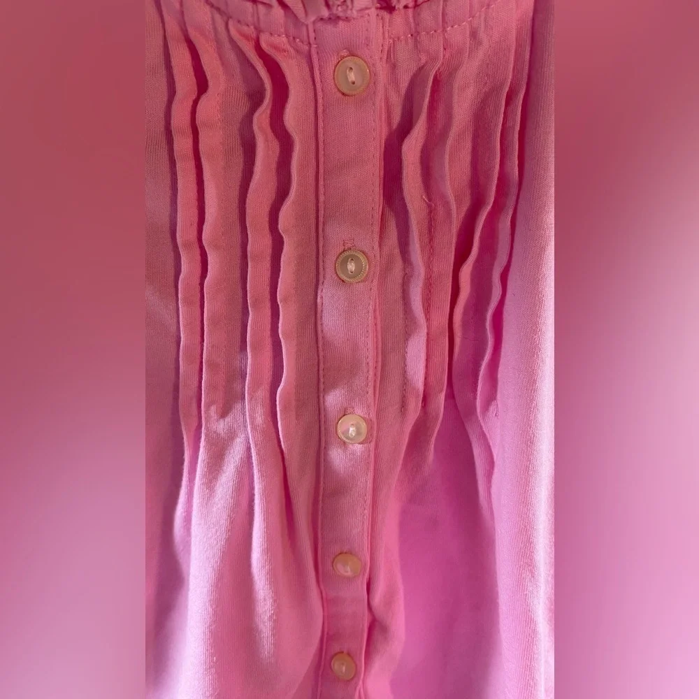 Ralph Lauren Pink Top, Sz 9M, Ruffled Collar w/5 Button Front, Embroidered RL